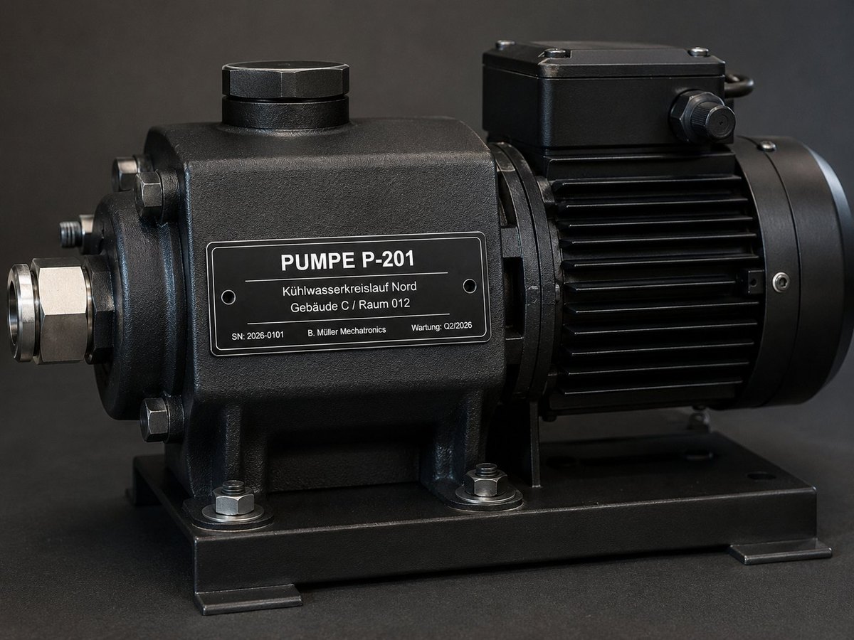 Typenschild PUMPE P-201 an der Pumpe